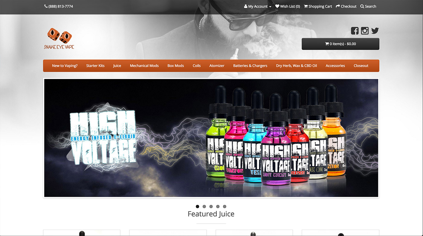 snake eye vape web design