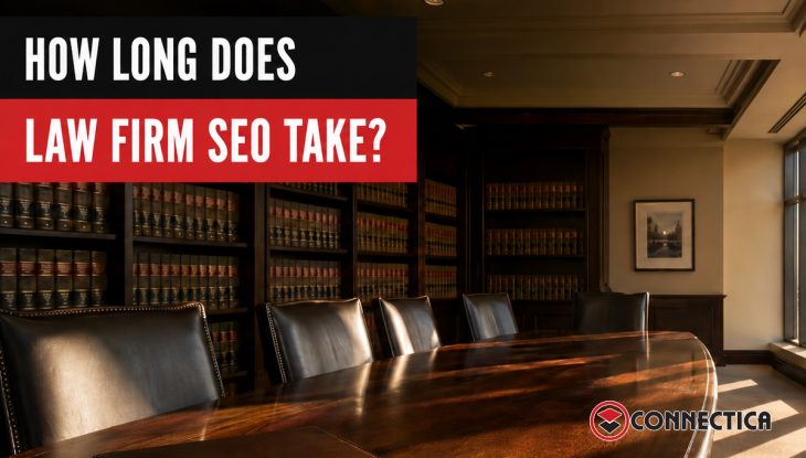 Modern Florida law firm conference room and library with sunlight - how long does law firm SEO take