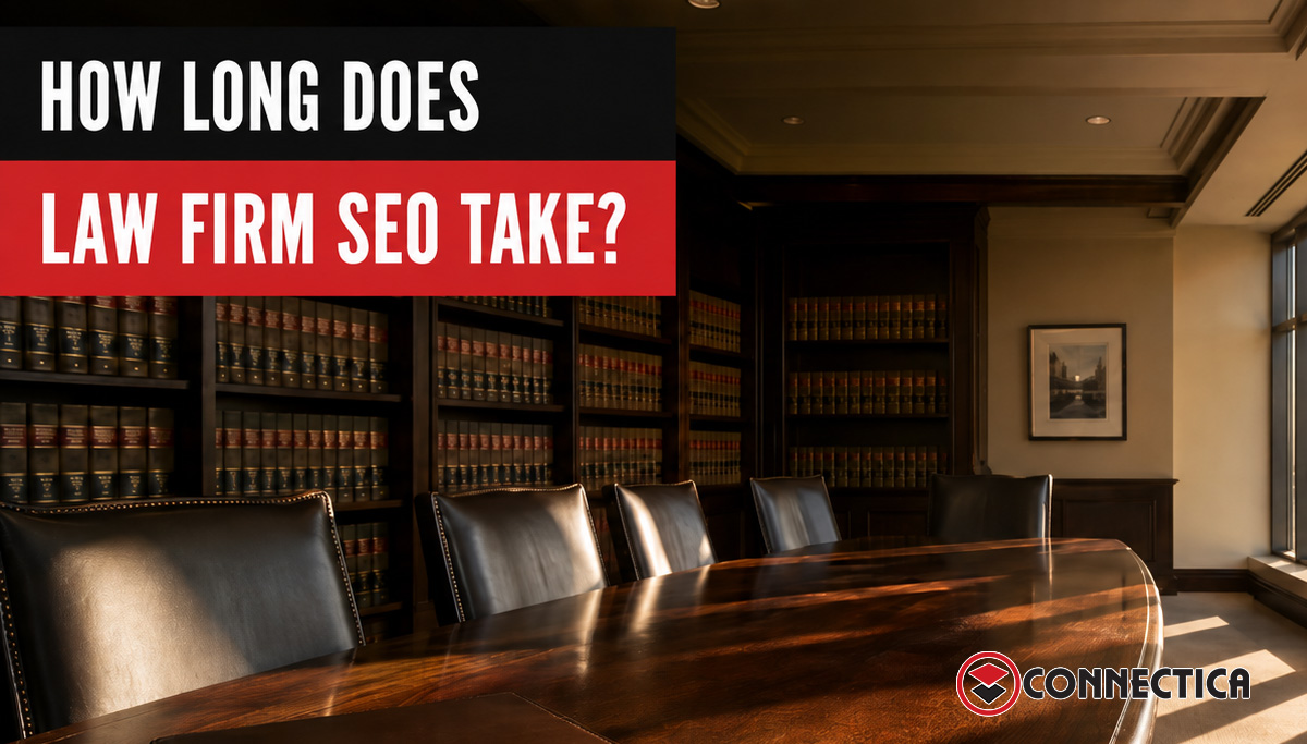 Modern Florida law firm conference room and library with sunlight - how long does law firm SEO take