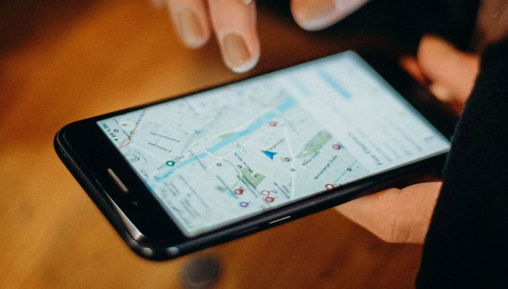 person using a map on thier phone