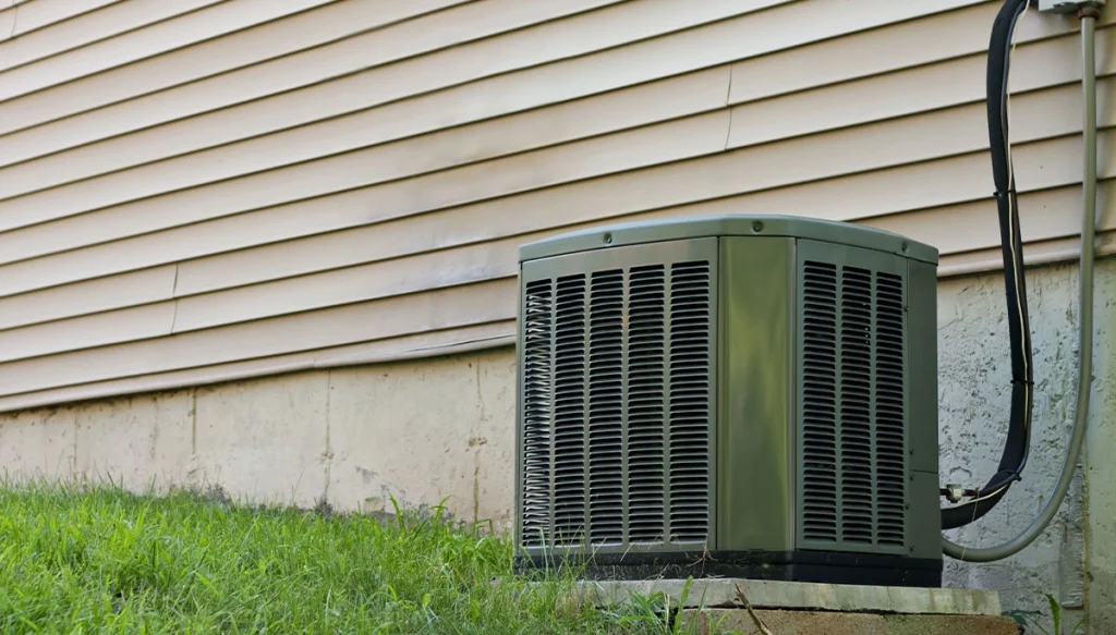 a residential AC unit outside someone's house