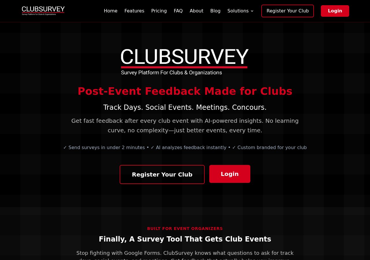 Club Survey website designed by Connectica
